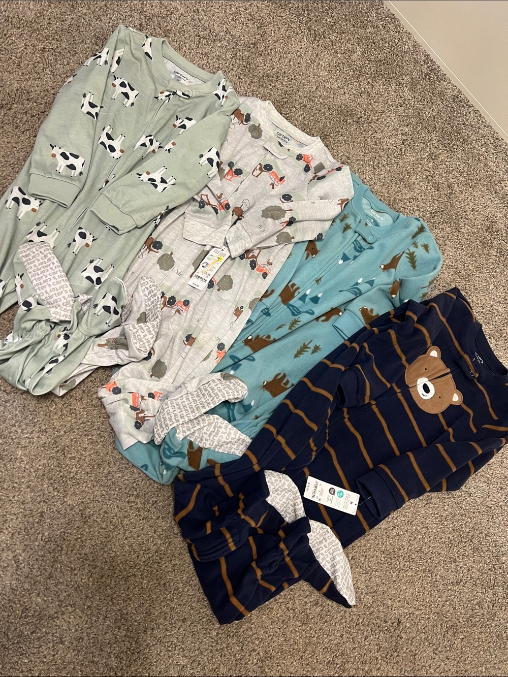 Carter's Navy, Teal & Mint Woodland Animal Sleep Sack Bundle